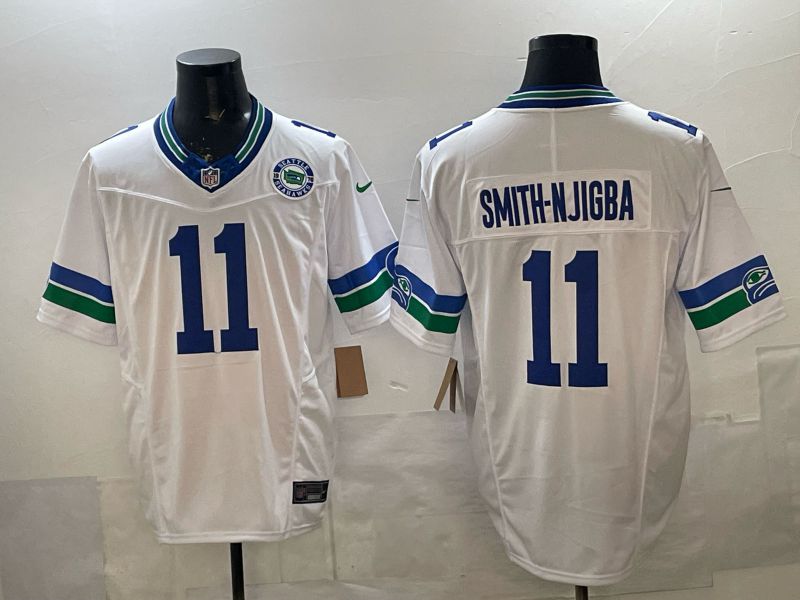 Men 2026 Seattle Seahawks #11 Smith-Njigba White 3th generation Nike Limited NFL Jersey style 03
